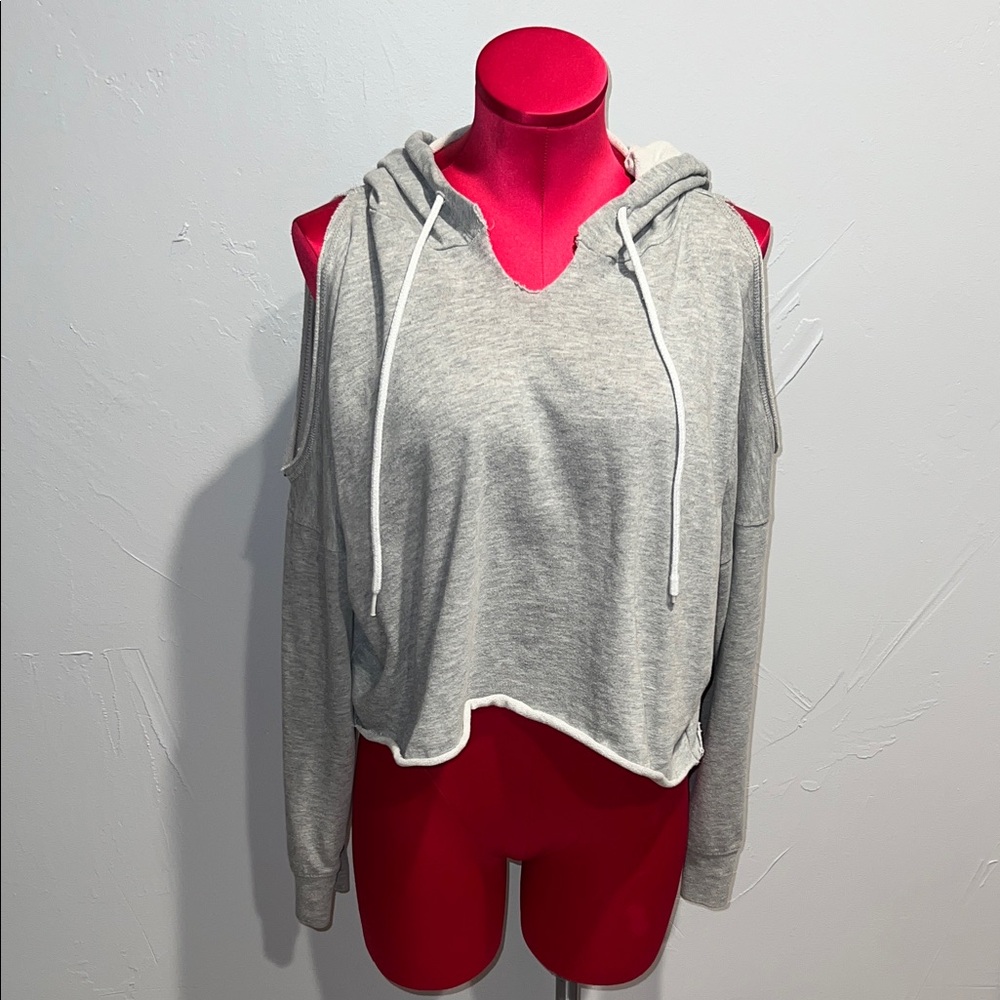 Mossimo Supply Co Gray Open Shoulder drawstring Hoodie
